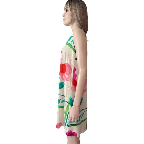 James World Floral Shift Dress Flower Box Colourful 100% Rayon Sleeveless RARE - Picture 4 of 15